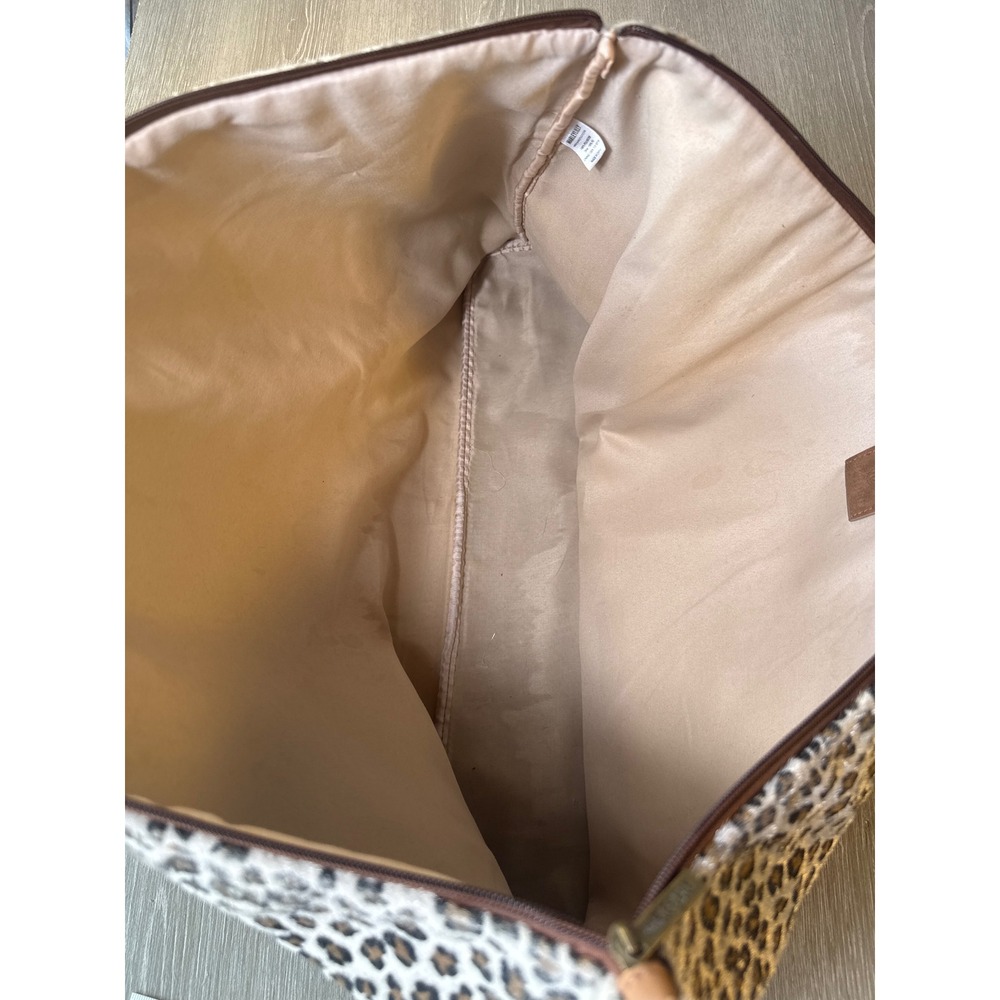 Marleylilly Leopard Print Tote Bag Faux Calf Hair Animal Print Travel Carryall - Picture 6 of 13